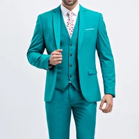 

wholesale Mens 3 pieces jacket+vest+pants Suits male fashion Slim Fit solid color business formal colorful Suits set for man