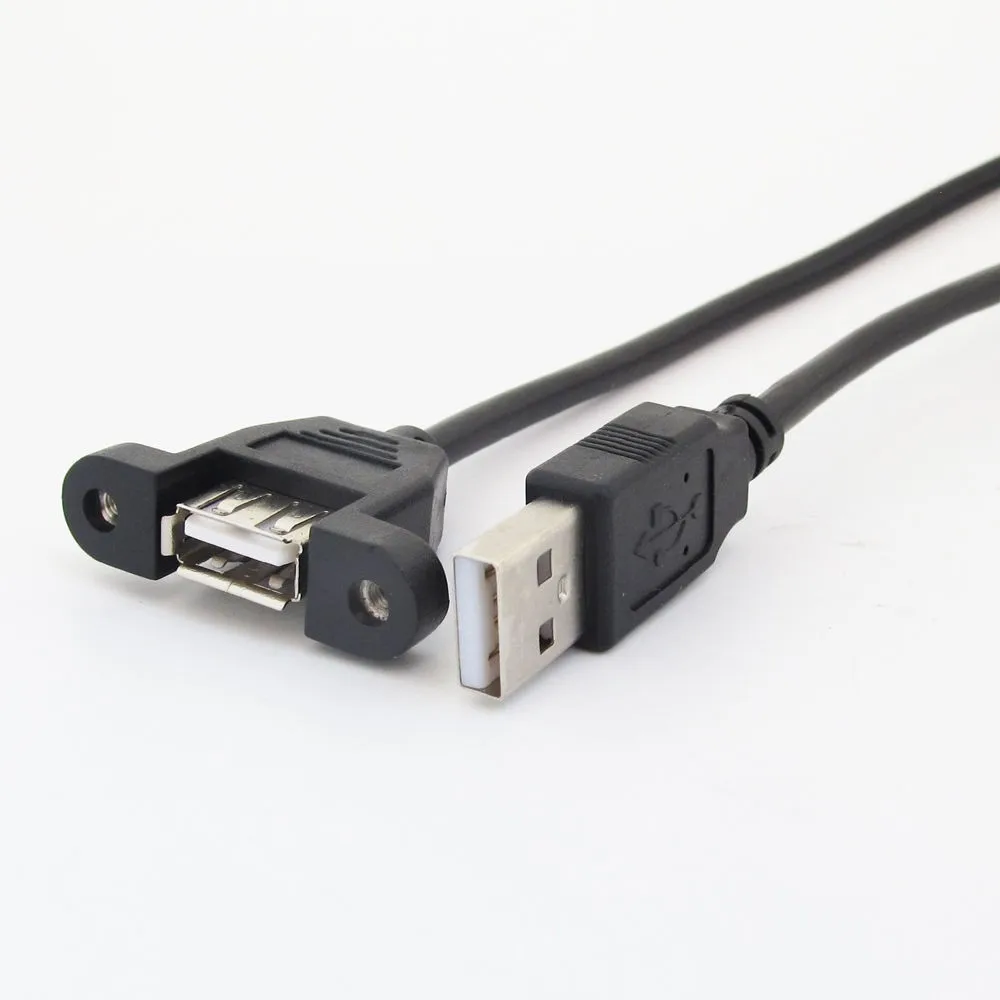 Usb A Female Panel Mount With Screws To Usb A Male 90 Degree Left