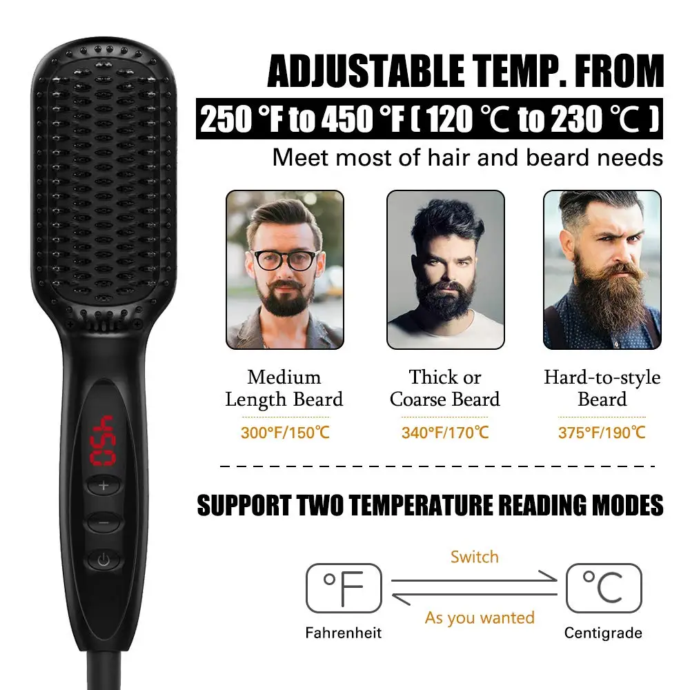 Excellent Quality Men Beard Hair Straightener Brush Electric With Anti ...