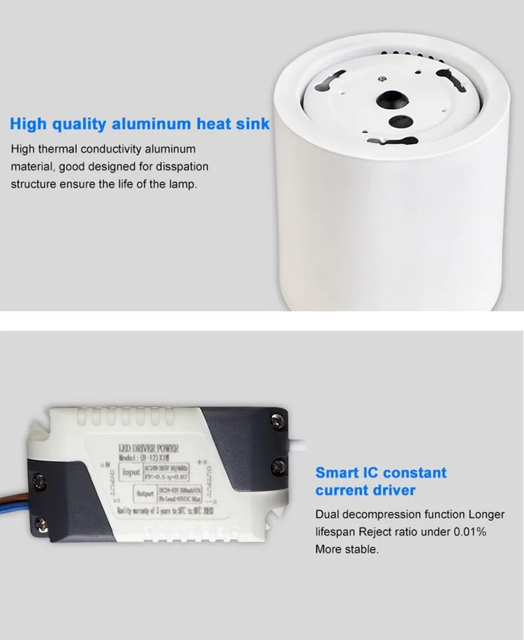 Wholesale alibaba round cob led downlight aluminum led ceiling light led surface mounted downlight dimmable led downlight