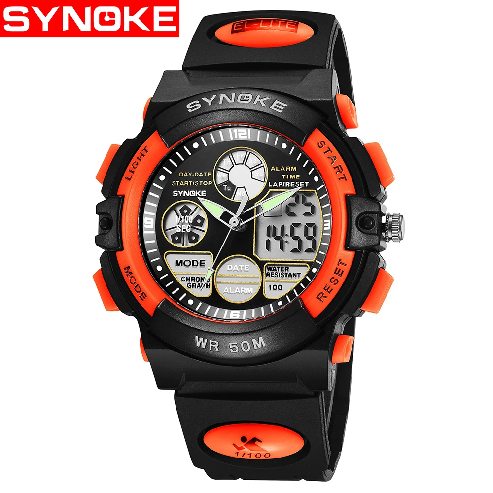 

Children Stop Watch SYNOKE 99266 Clock Outdoor Sports Kids Watches Chronograph LED Digital Wristwatches Waterproof Relogio