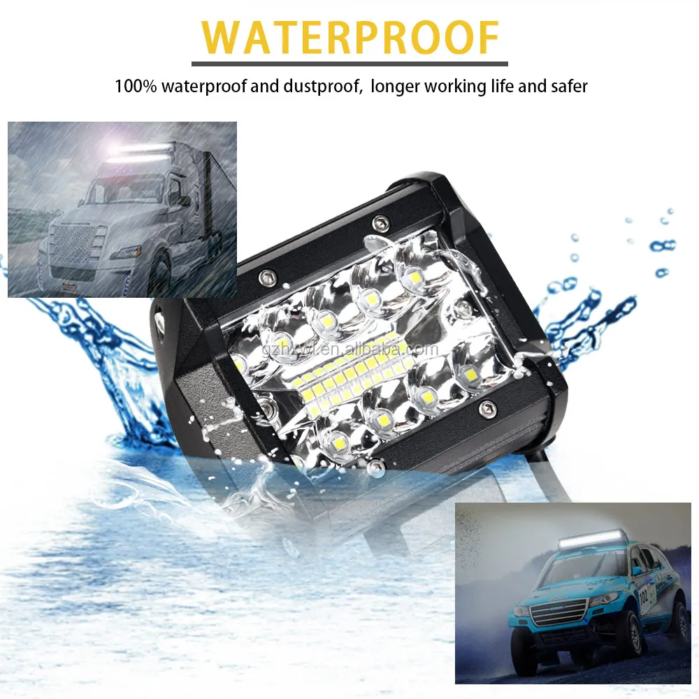 4 inch LED Work Light Bar 60W Flood Spot Combo Beam 12V 24V Off Road 4WD ATV UTV UAZ UTE Motorbike Boat
