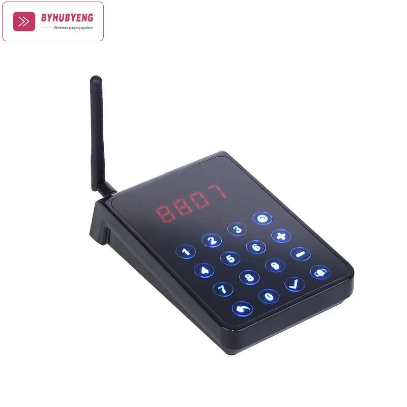 
BYHUBYENG Wireless Queuing Pager System Support 99 Channel CE FCC Distance 200m Calling System Clinic Queue Calling System 