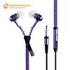 Metal Zipper Earphones cell phone Hands free computer mp3 Headphone With MIC for iphone samsung huawei mobile phone