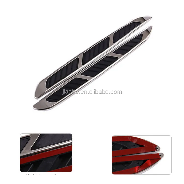 2*3D Sticker Car Chrome Grille Shark Gill Simulation Air Flow Vent Fender Decal
