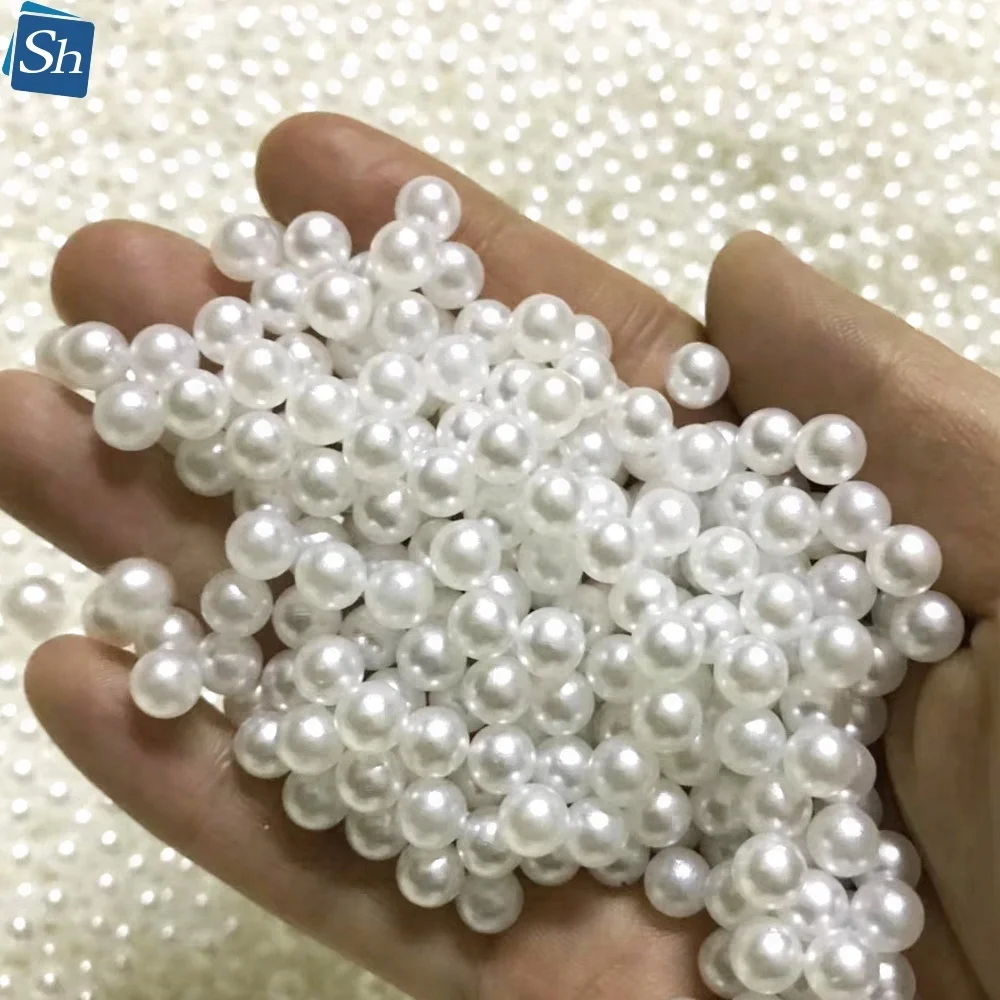 

Wholesale Faux Machine Attaching White Imitation Abs Plastic Decoration Pearl Round Loose Pearls No Holes In Bulk