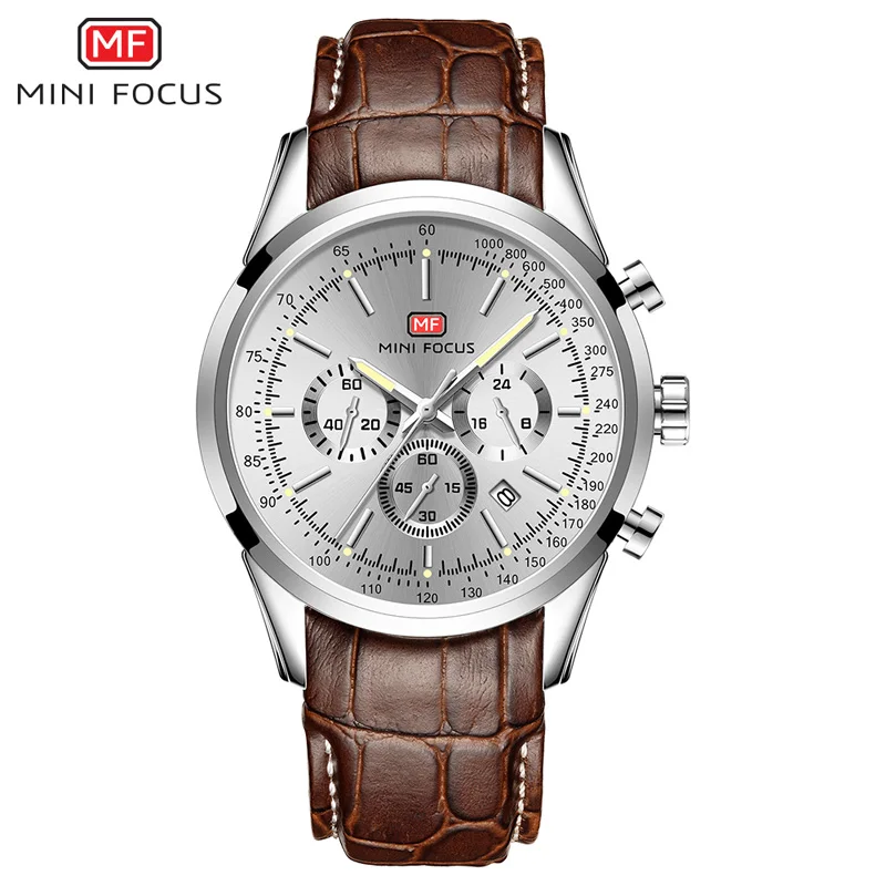 

Mini Focus OEM Brand Leather Band Men Quartz Wrist Watches for Business