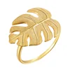 925 Sterling Gold Plated Big Leaves Vintage Silver Ring Adjustable For Women Jewelry Wholesale
