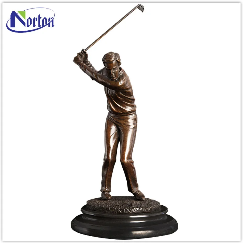 Indoor Decoration Bronze Man Playing Golf Four Season Garden Statues Nt