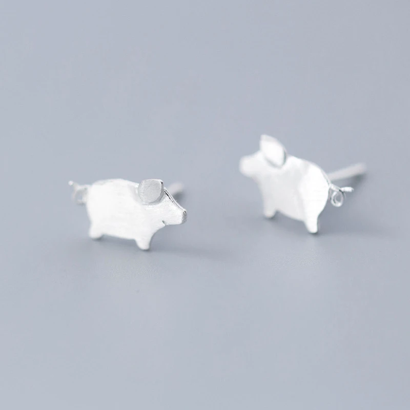 

New Trendy 925 Sterling Silver Little Fat Pig Stud Earrings Jewelry