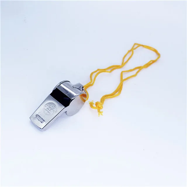 

Metal whistle with rope referee whistle school electroplated edge whistle