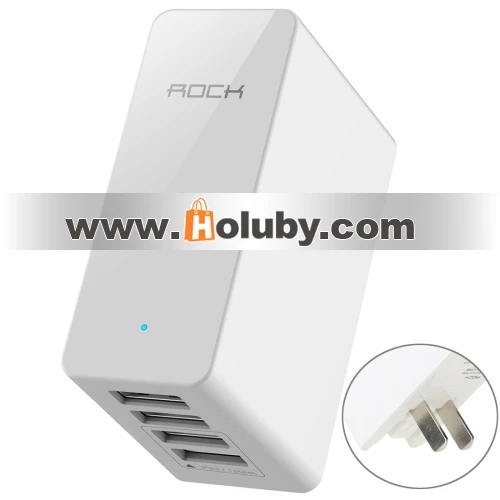 Wholesale Price ROCK 5V 6.8A High Speed 4 USB Ports Charger Travel Adapter for iPad Air 2 & Air / iPhone 6 Plus & 6s Plus