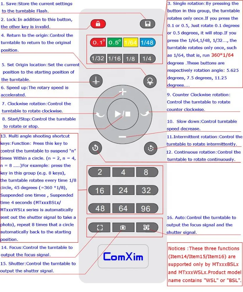 
ComXim MT200RL20 Remote Control,Electric Turntable for Photography,Display,Continuous Rotation Mode & Intermittent Rotation Mode 