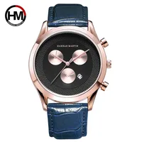 

HM-302 Leather Band Japan Movement Mens Watch with Three Buttons