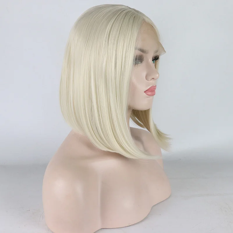 

Synthetic lace wig blonde color synthetic bob wig, N/a