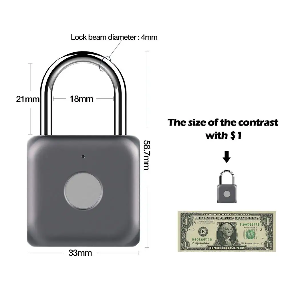 finger print pad locks YL-P8 elink smart small unique padlocks with fingerprint