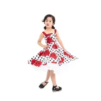 

Newest Baby Girl Dress White Floral Cotton Black Dot Vintage 1950's Style Dress