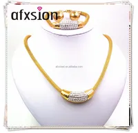 

2018 AFXSION gorgeous fashion gold stainless steel jewelry necklace and bracelet set for women wholesale