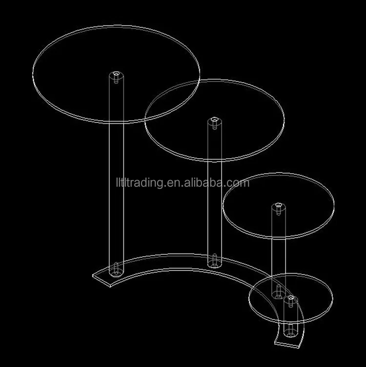 Customize Black Clear 3 Tier Cake Stand Detachable Round Bar Acrylic