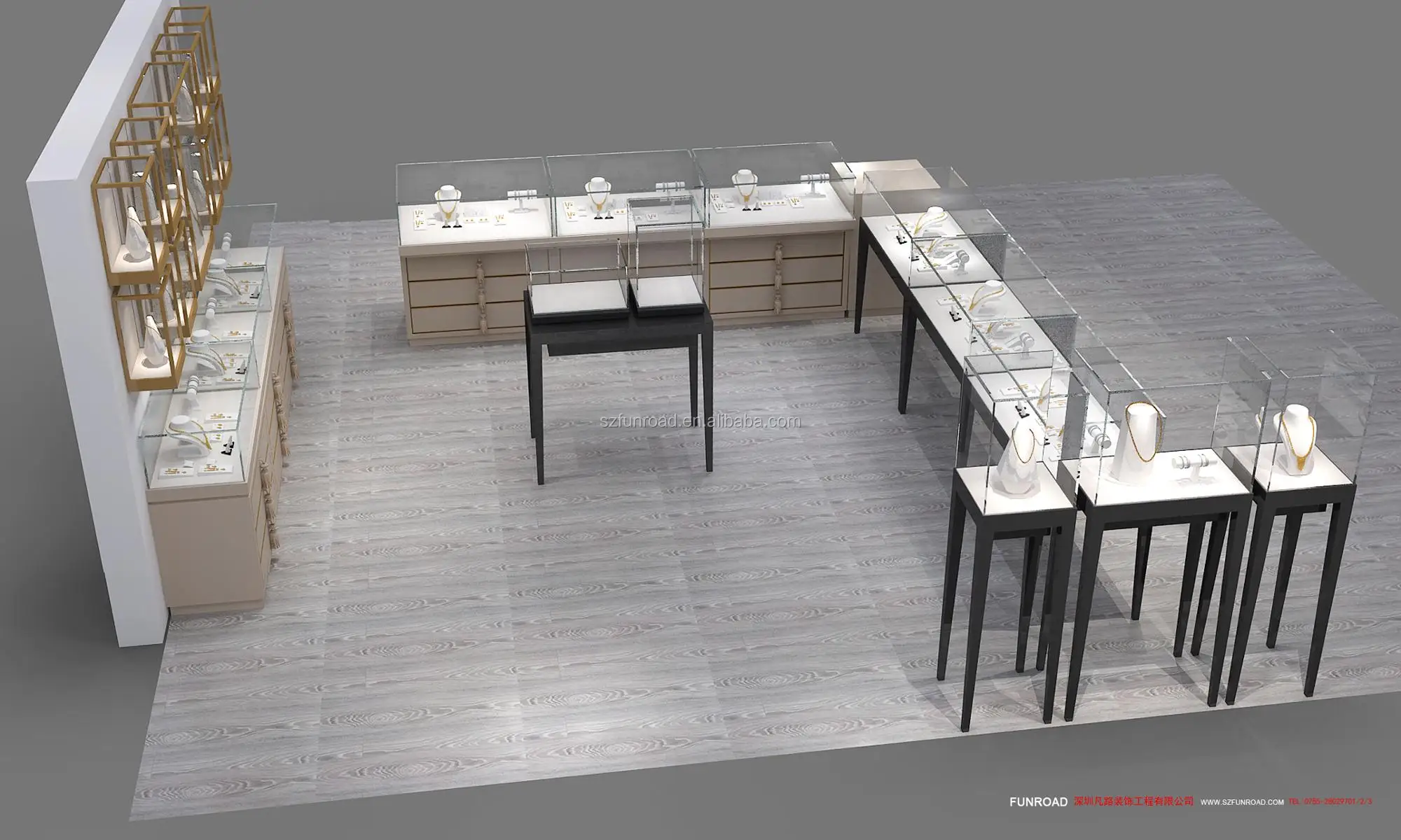 Fashion manufacture of showcase for jewelry shop decoration furniture interior design