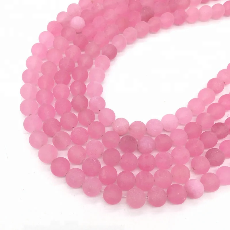 

Semipermeable Rose Quartz Natural Gemstone Loose Beads 10mm Matte Round Crystal Energy Stone Healing Power for Jewelry Making