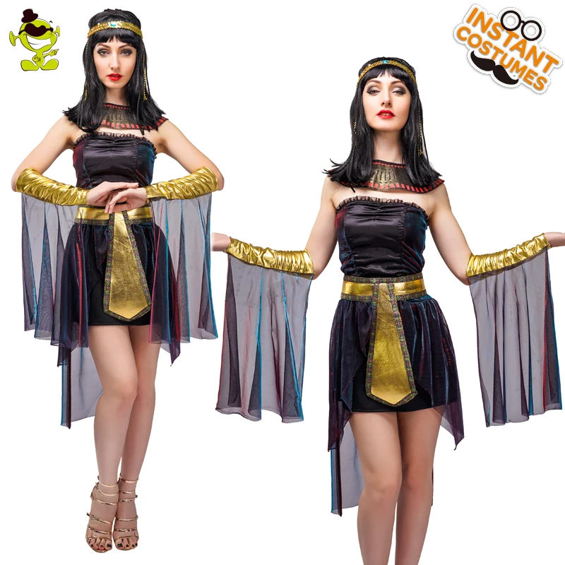 

Ancient Egyptian Pharaoh Costume Empress Halloween Cleopatra Queen Priest, Black