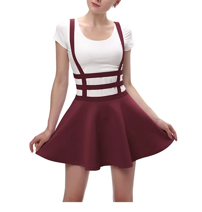 

Amazon Womens Elastic Waist Pleated Short Braces Skirt