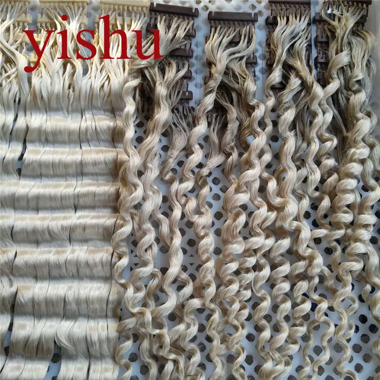 

wholesale 100 pure human remy keratin hair extension curly, Silver
