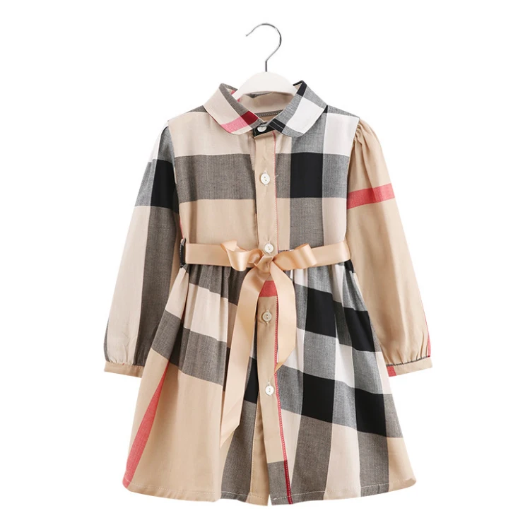 

High Quality Design Autumn Long-sleeved Fashion Cotton Princess Khaki Girl dress