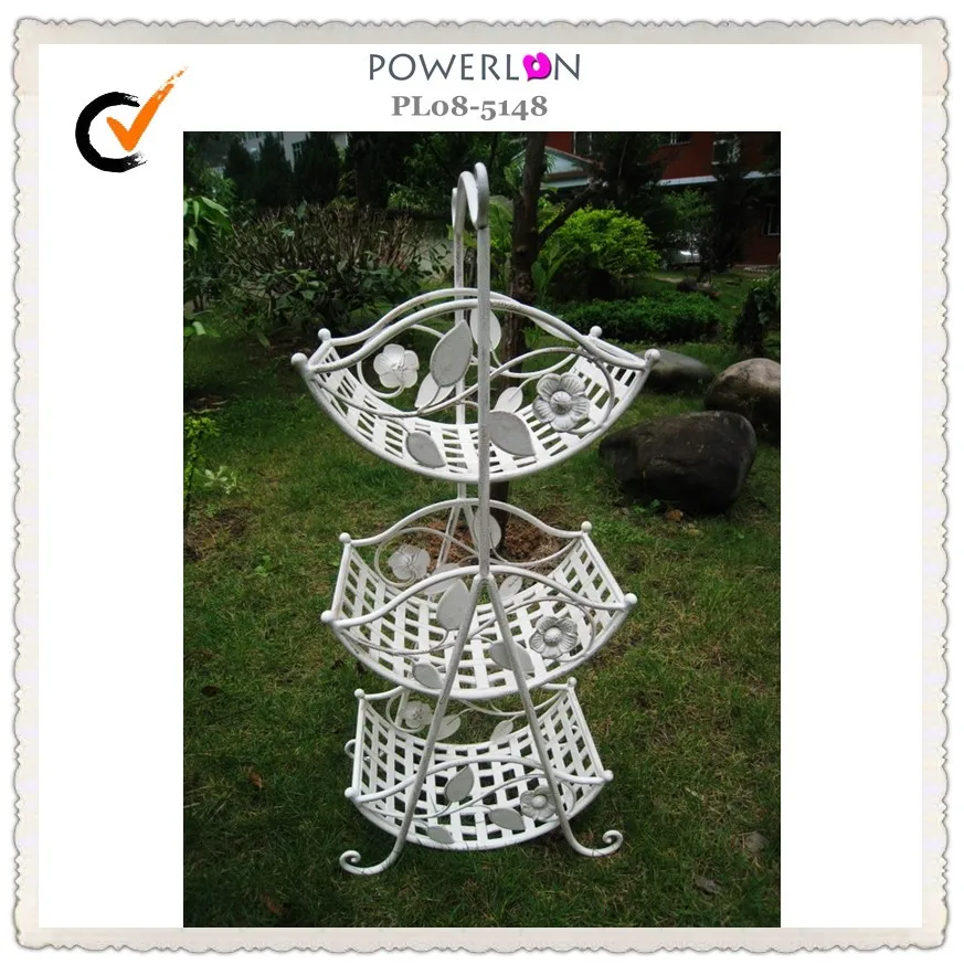 
3 Tiered Produce Display Basket Wholesale 3 Tier Metal Basket for Garden Outdoor 