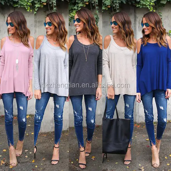 

2018 Latest Women's Casual Basic Round Neck Long Sleeve T Shirt Women Loose Solid Comfy Tee Shirt