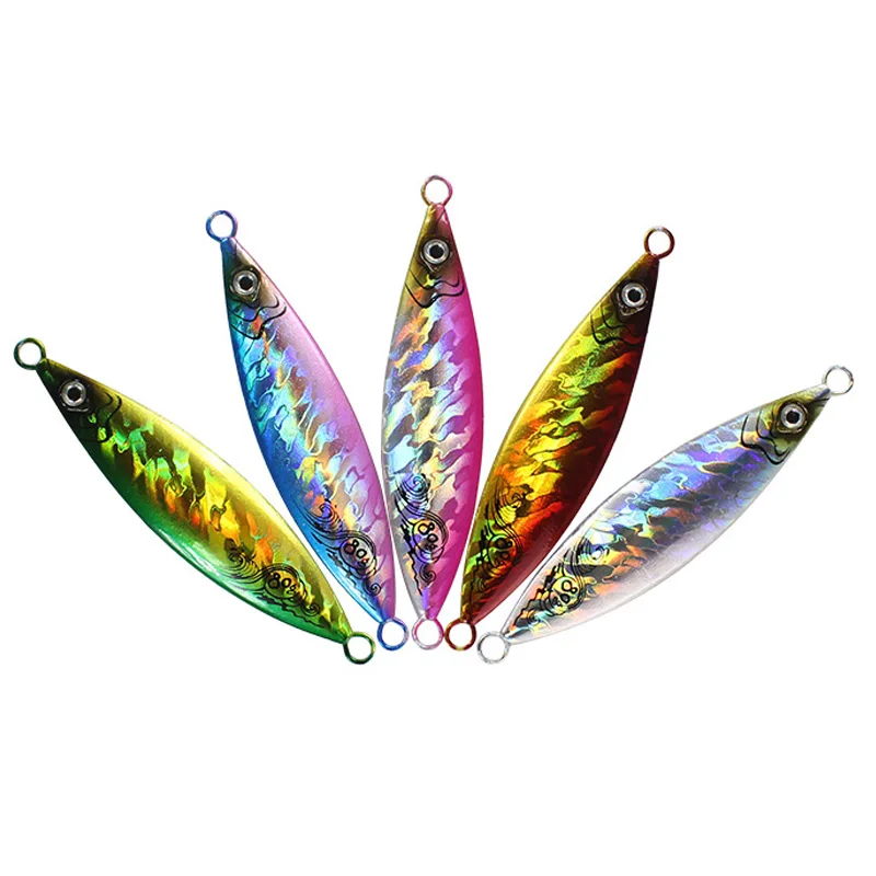 

Hot sale 20g 30g 40g 60g 80g 100g 120g 150g 200g luminous metal lead squid jig hard slow pitch jigging fishing lures, 6 colors