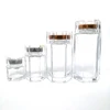 Hot sale luxury hexagon glass honey jars with acrylic cap