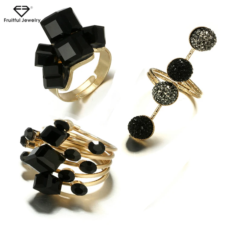 

Vintage Antique Gold Black stone gem Statement Opening Knuckle Finger Midi Rings boho Set for Women Punk Jewelry