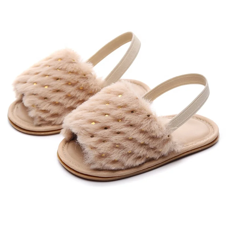 

Personalized top quality wholesale fancy sequins plush design elastic heel summer fashion baby sandals girls, As pictures