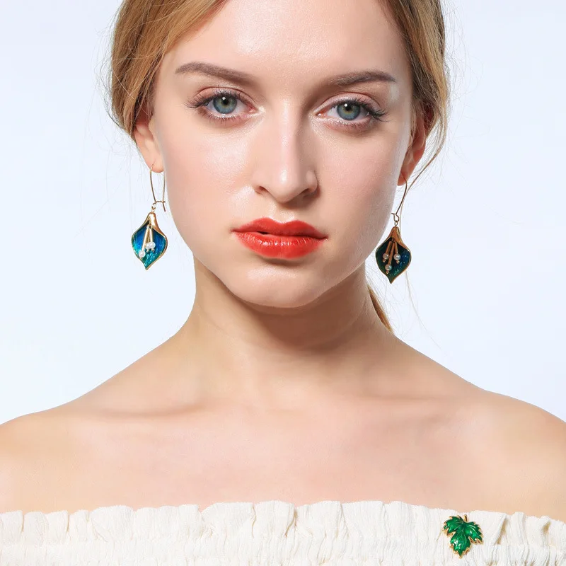 Fashion earring designs new model earrings bohemia elegant drop oil pearl shell flower earring