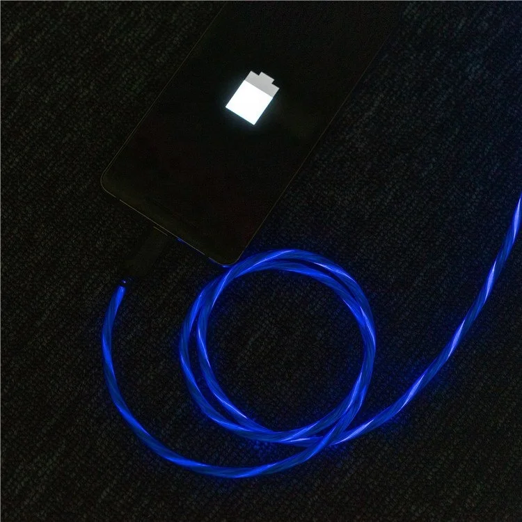 

RAMPOW USB C Cable with LED Light Flow 5V/3A QC3.0 Fast Charging Phone Charger Cable for Samsung S9 LED Charging Cable, Blue