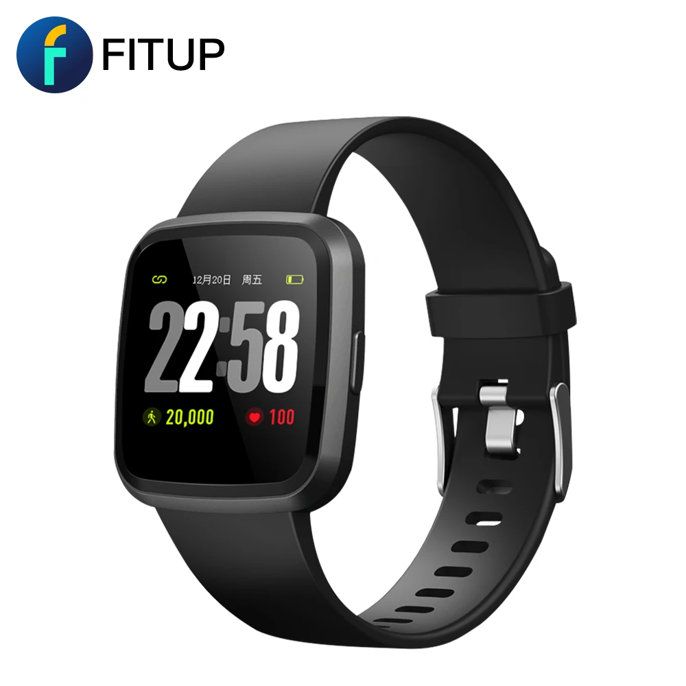 

FITUP v12c full touch screen fitness bracelet watch message Heart rate Blood pressure meter smart watch, Black;grey;blue;purple
