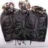 M65 Sheep skin leather jacket Military style hooded jackets for men's leon motorcycle pilot coat usa army 101 force bomber outdo