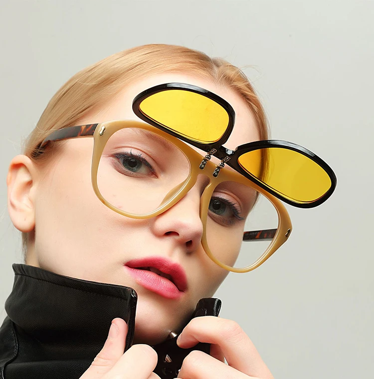 

WHMX1341 fashion double lenses clip-on sunglasses top grade flip sunglasses