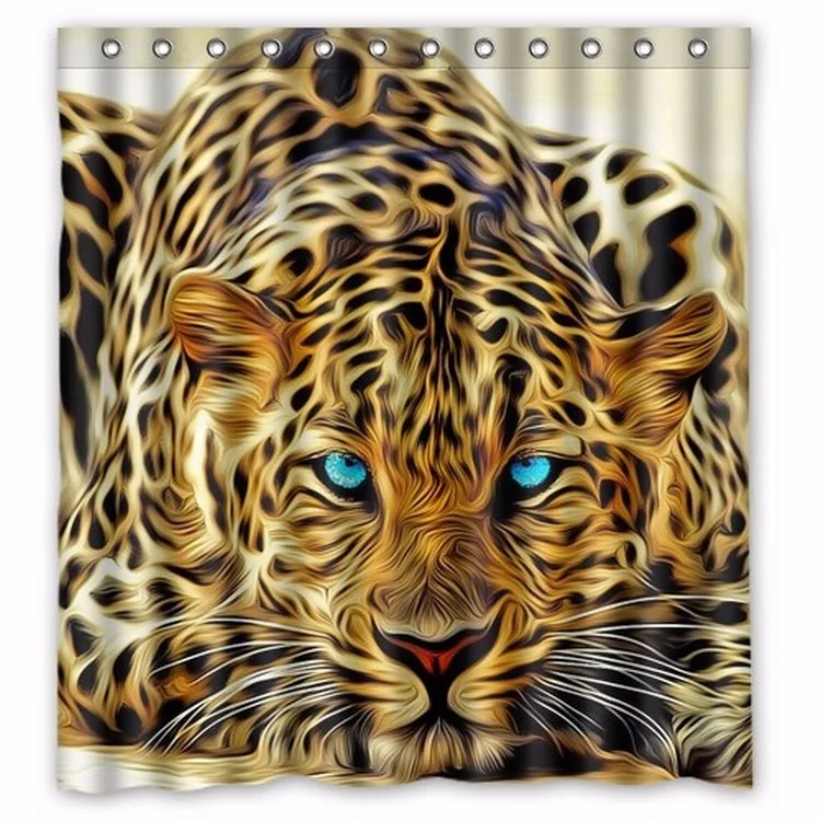 

China Manufacturer Waterproof Polyester Animal Print Leopard Shower Curtain, Leopard print