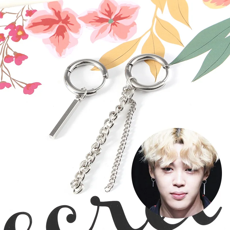 Fashion Kpop Stars BTS Earrings Simple Chain Student Men and Women Earring