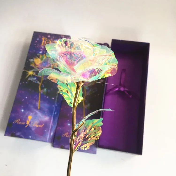 
Rainbow Galaxy Rose 24k golden rose Flower Artificial Crystal Rose Starry Sky Gold-plated Rose Gold Foil Rose 