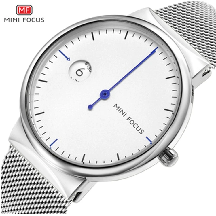 

MINI FOCUS 0182 G Top Brand Luxury Men Quartz Watch Ultra Thin Mesh Strap Minute Hand Hour Display Minimalist Watches