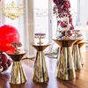 customized made mirror gold stainless steel round cocktail high bar table