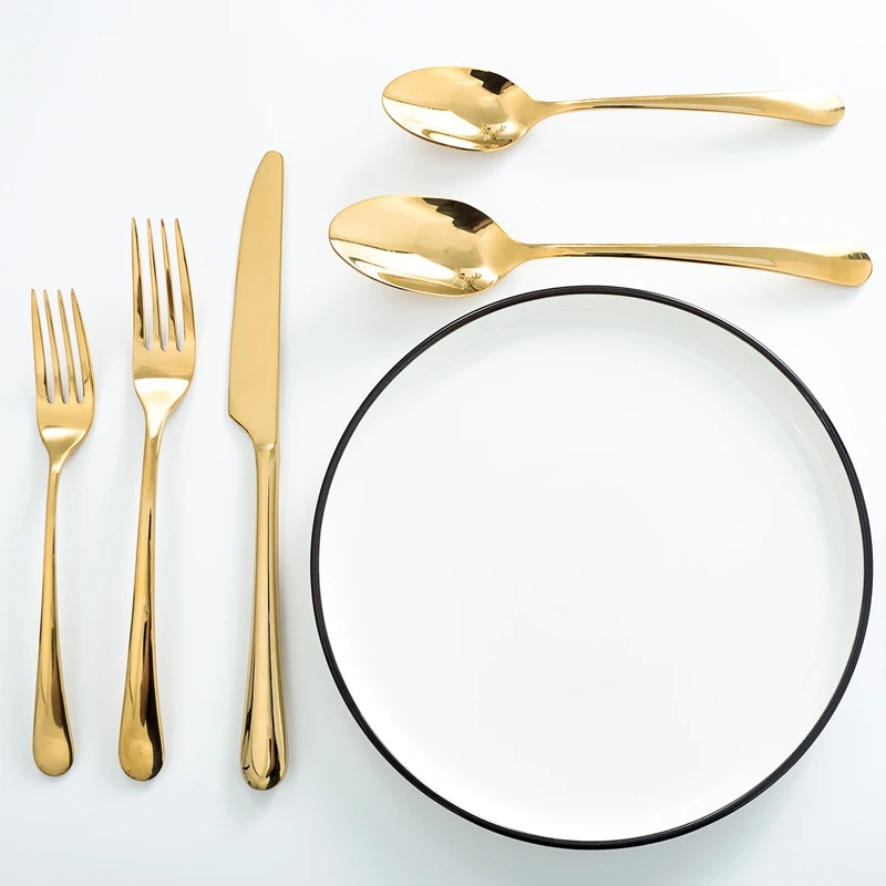 

china factory New Design High Grade Gold Plated SUS430 Flatware Cutlery Set