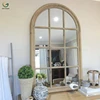 Home rustic style arched wall decorative wood frame window mirror