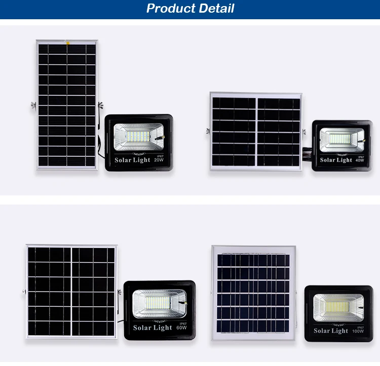 ip65 Energy saving outdoor 20w 30w 60w 100w solar led flood lighting