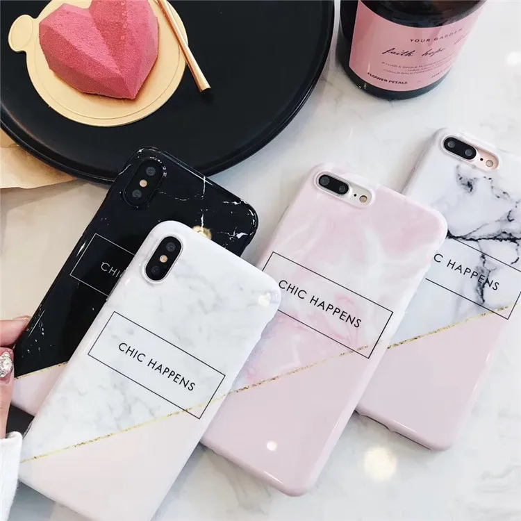 

Free Shipping 360 degree Full Marble Cover Hybrid Case For iPhone X 8 7 6s 6 Back Cover Phone Case, 4 colors for option