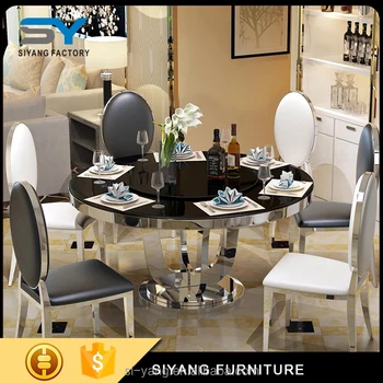 2017 Round Marble Top Chrome Base With High Quality Dinner Table